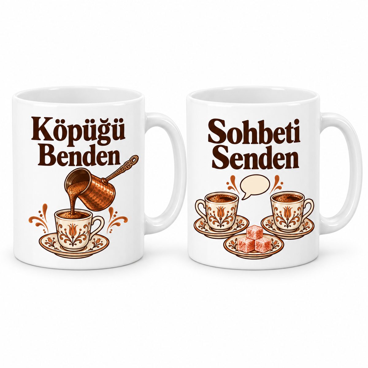 Köpüğü Benden Sohbeti Senden 2'li Porselen Kupa Seti - MODEL 389