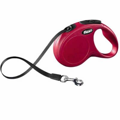 New Classic Otomatik Şerit Köpek Gezdirme Tasması Small 5 Mt Kırmızı