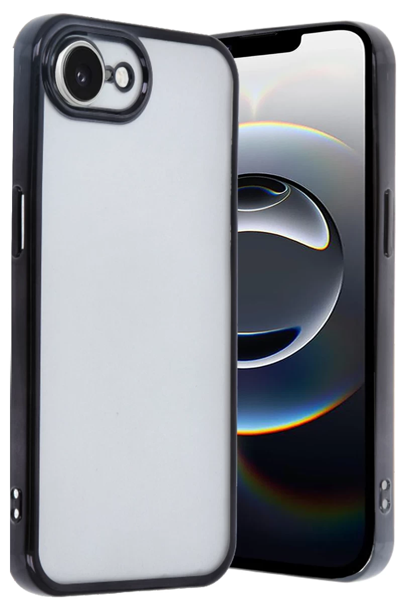 Apple iPhone 16E Uyumlu Kılıf Lensli Silikon - Siyah