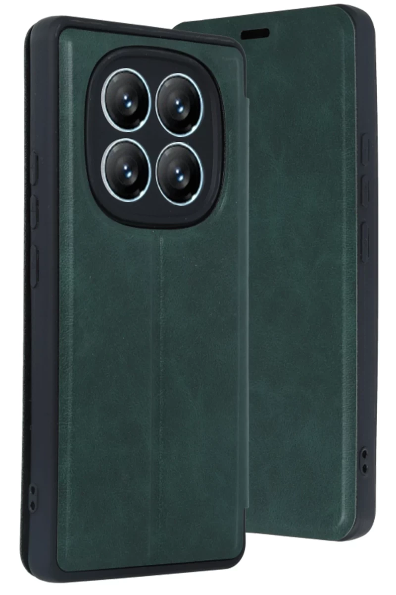 Xiaomi Redmi Note 14 Pro 5G Uyumlu Kılıf Flip Cover - Koyu Yeşil