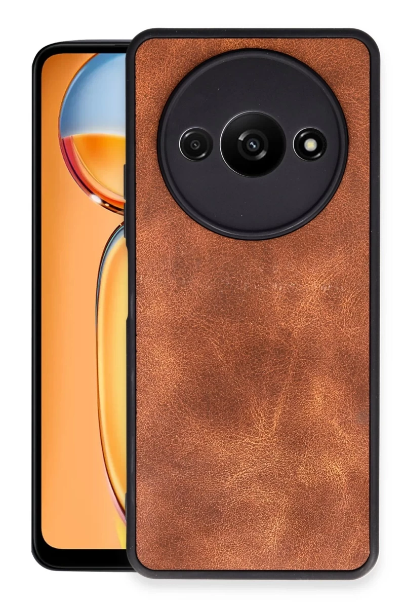 Xiaomi Redmi A3 4G Uyumlu Kılıf Aras Deri Kapak - Taba