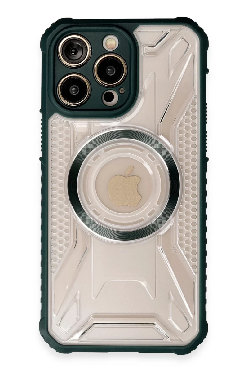 Apple iPhone 13 Pro Max Uyumlu Kılıf Prag Magneticsafe Kapak - Koyu Yeşil