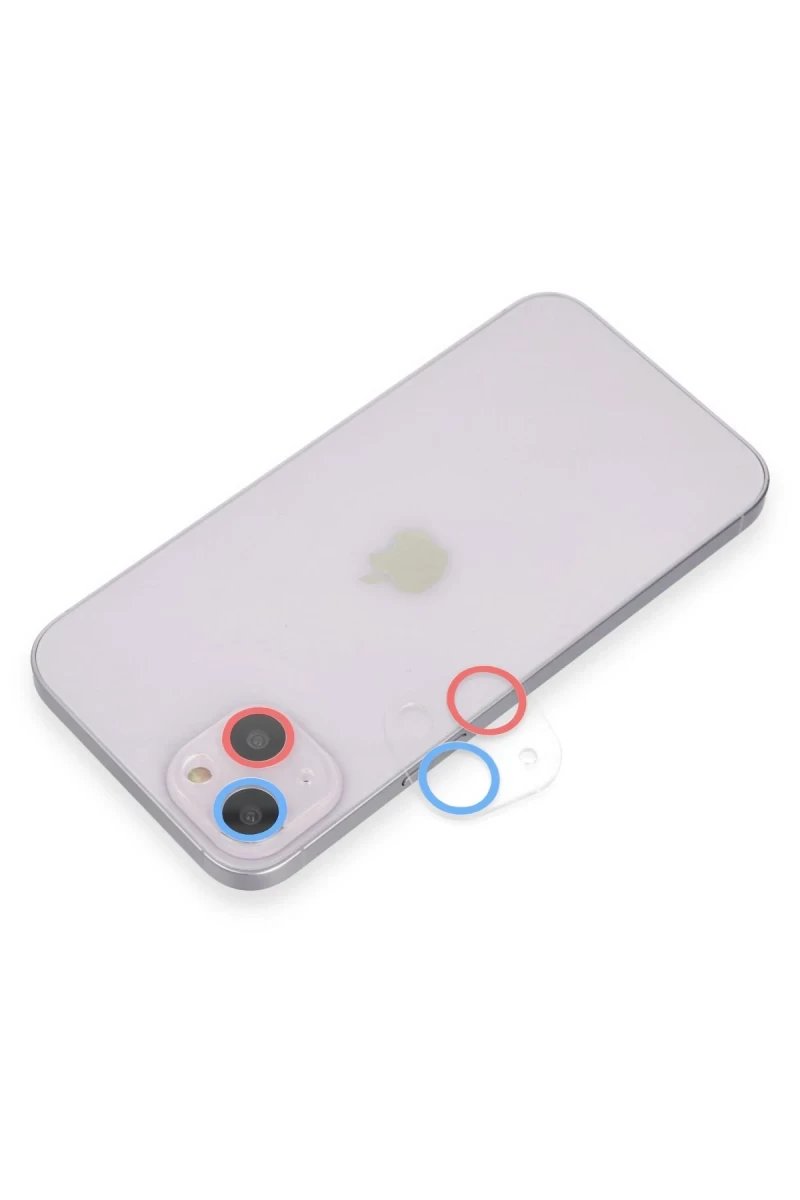 Apple iPhone 13 Mini Uyumlu Renkli Kamera Lens Koruma Cam - Pembe-Mavi