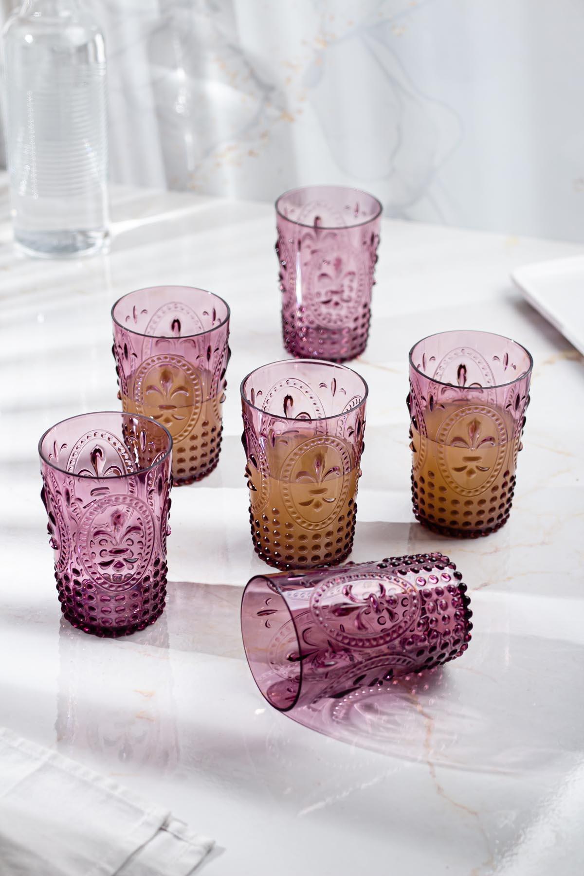 Akrilik Mürdüm Tekli Kısa Bardak &amp; Su Meşrubat Kahve Yanı Bardağı 400 ml ( Cam Değildir )