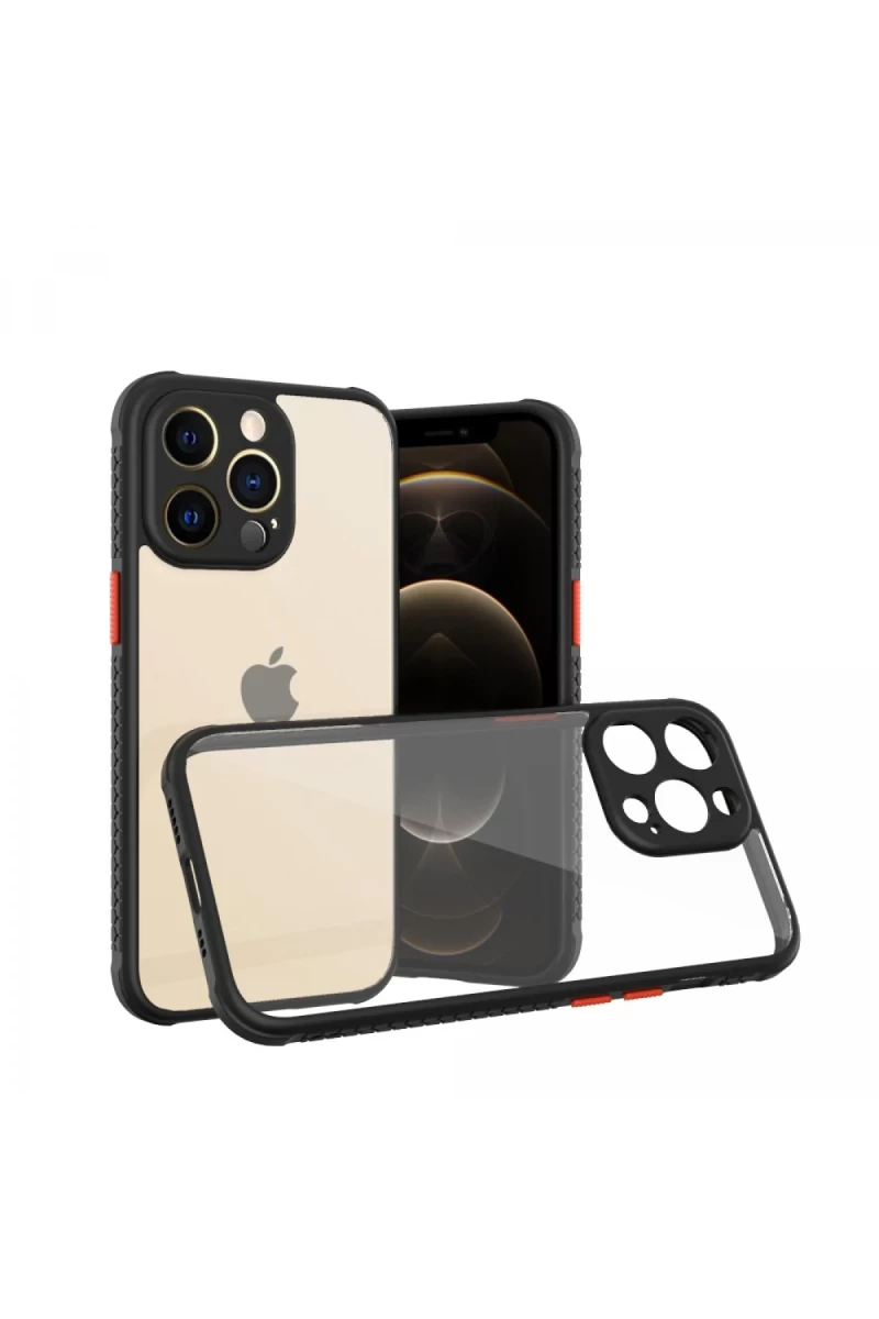 Apple iPhone 13 Pro Uyumlu Kılıf Miami Şeffaf Silikon - Siyah