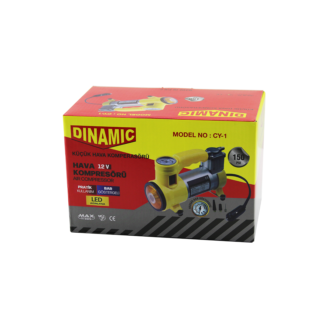 12V 150 PSI Araç Hava Kompresörü - Bar Göstergeli &amp; LED