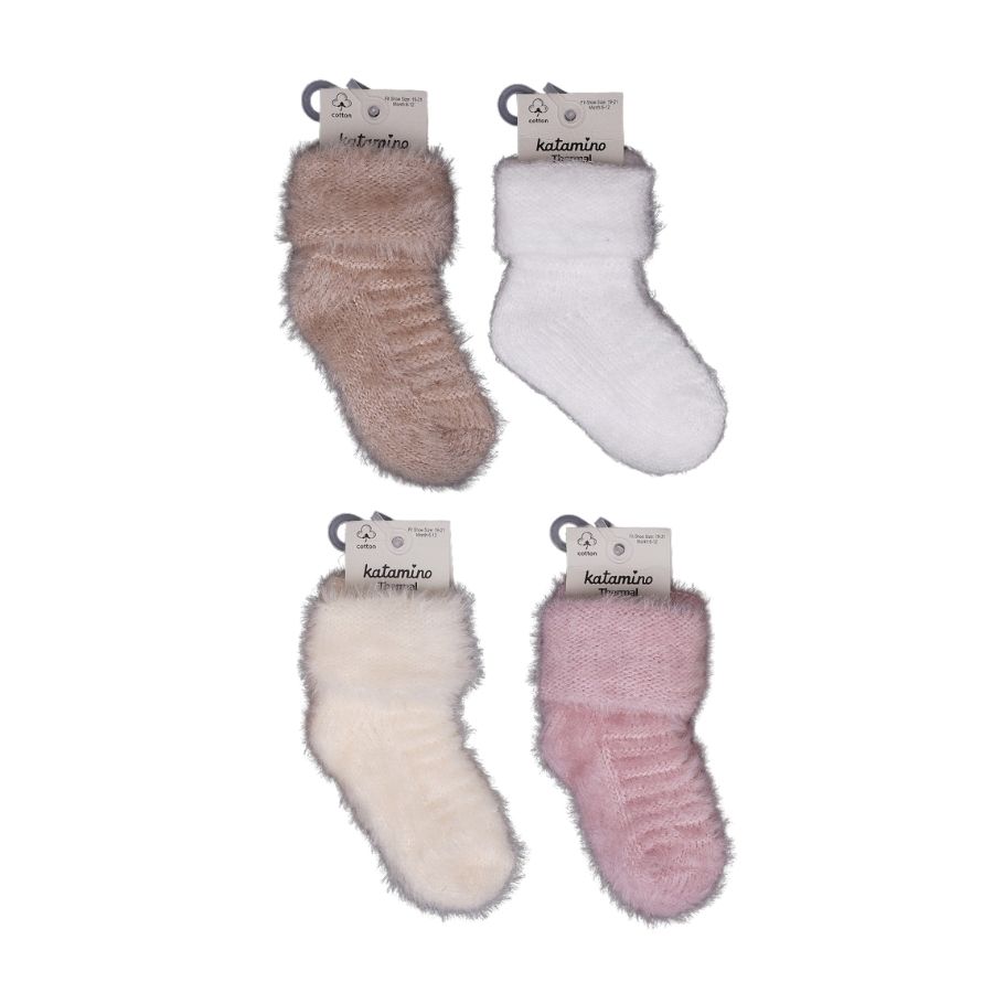 Alyosa Kız Bebek Havlu Soket Çorap 450911 (ADET FİYATIDIR) · Beden: 12-18 Ay · Renk: Asorti