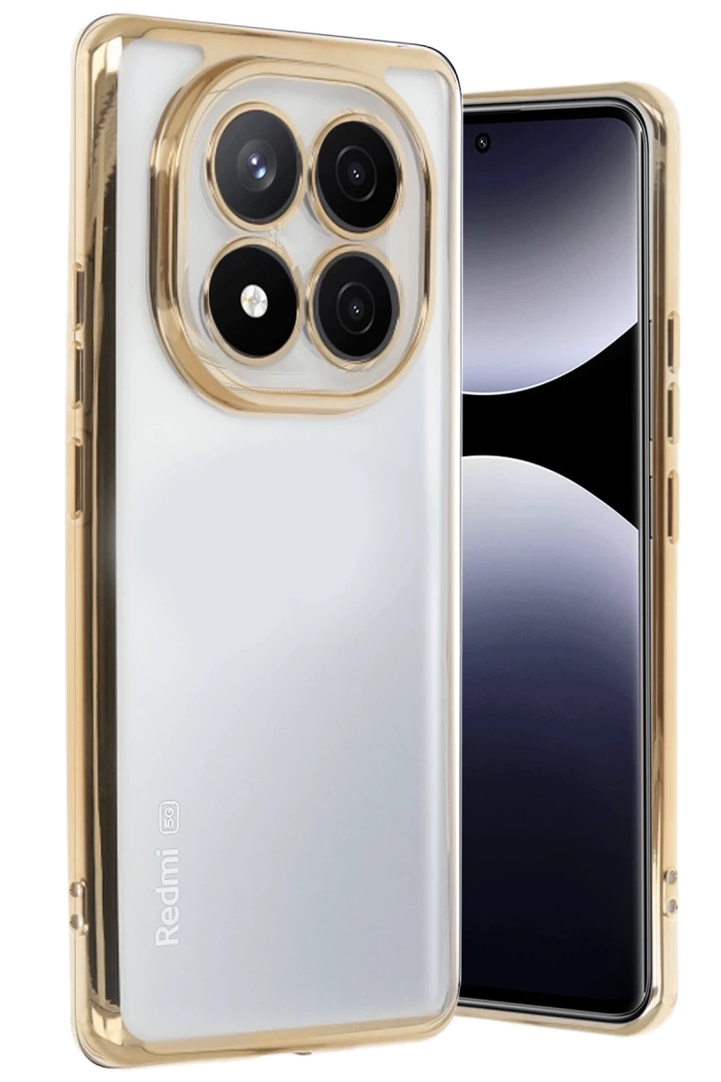 Xiaomi Redmi Note 14 Pro Plus Uyumlu Kılıf Lensli Silikon - Gold