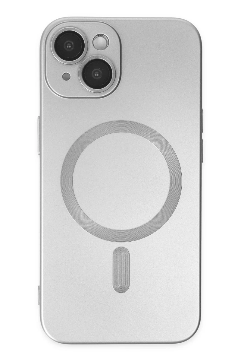 Apple iPhone 14 Plus Uyumlu Kılıf Moshi Lens Magneticsafe Silikon - Gümüş