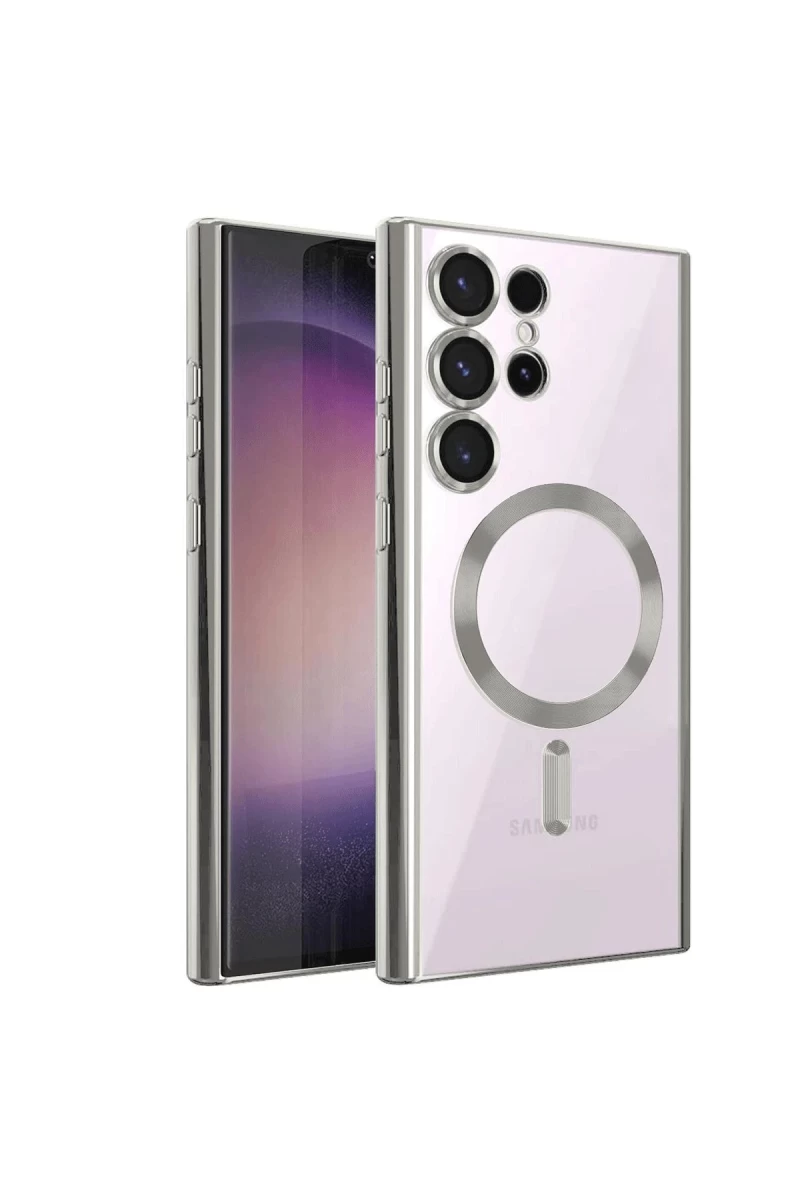 Samsung Galaxy S23 Ultra Uyumlu Kılıf Kross Magneticsafe Kapak - Gümüş