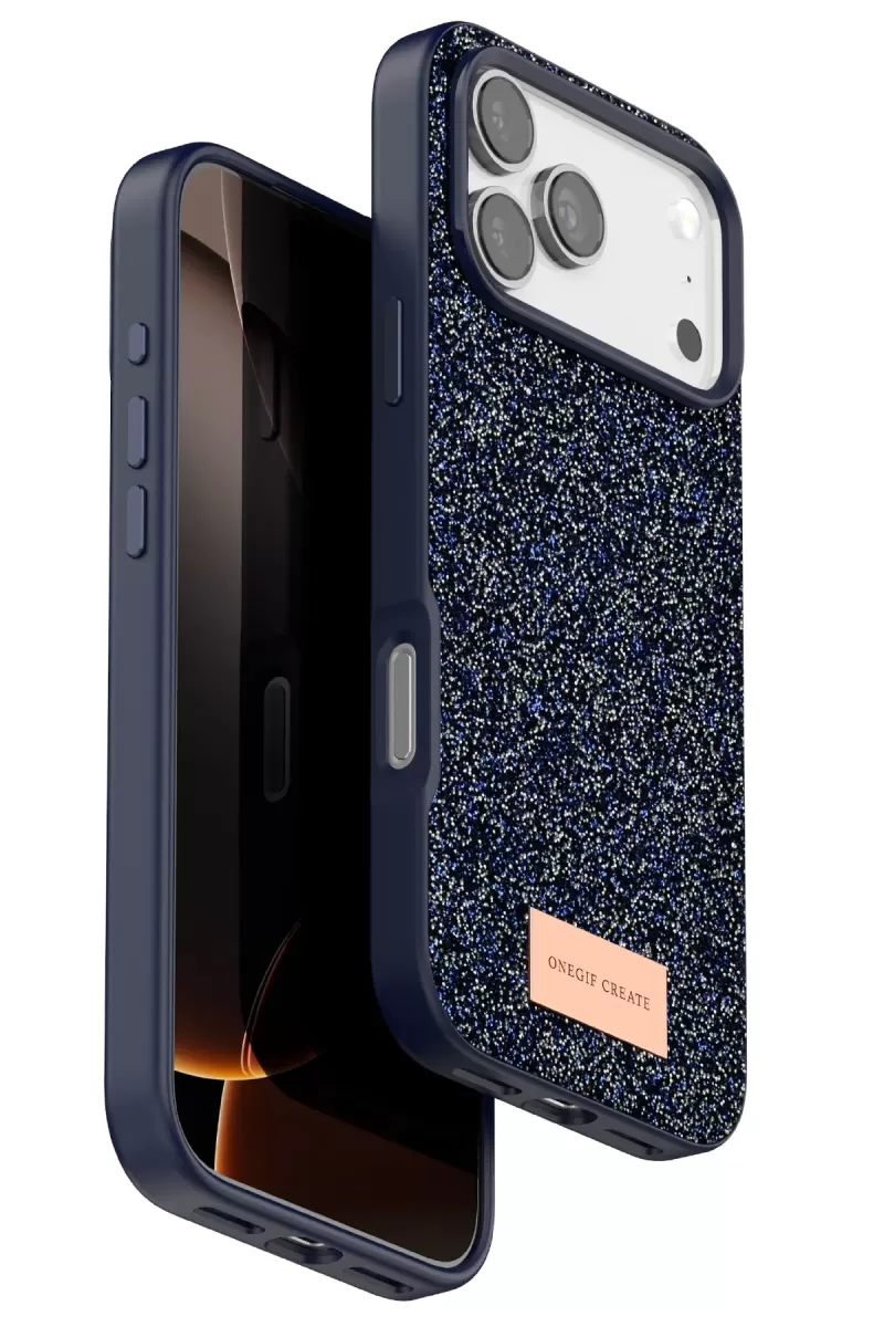 Onegif Apple iPhone 17 Pro Max Uyumlu Bright Simli Kapak - Mavi