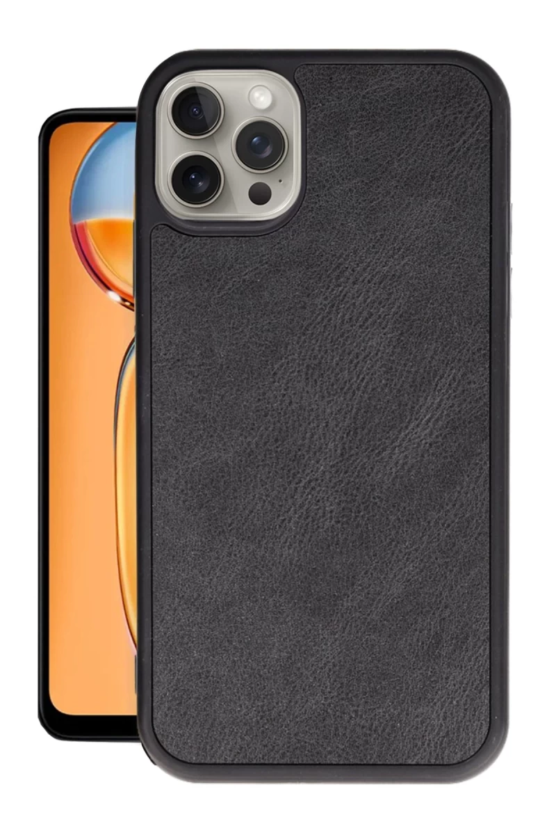 Apple iPhone 14 Pro Max Uyumlu Kılıf Aras Deri Kapak - Siyah