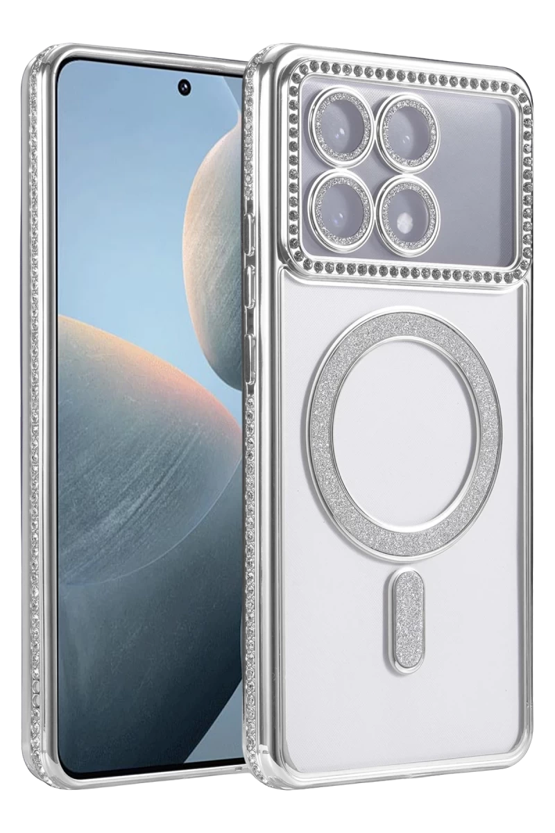 Xiaomi Poco X6 Pro Uyumlu Joke Simli Magneticsafe Kılıf - Gümüş