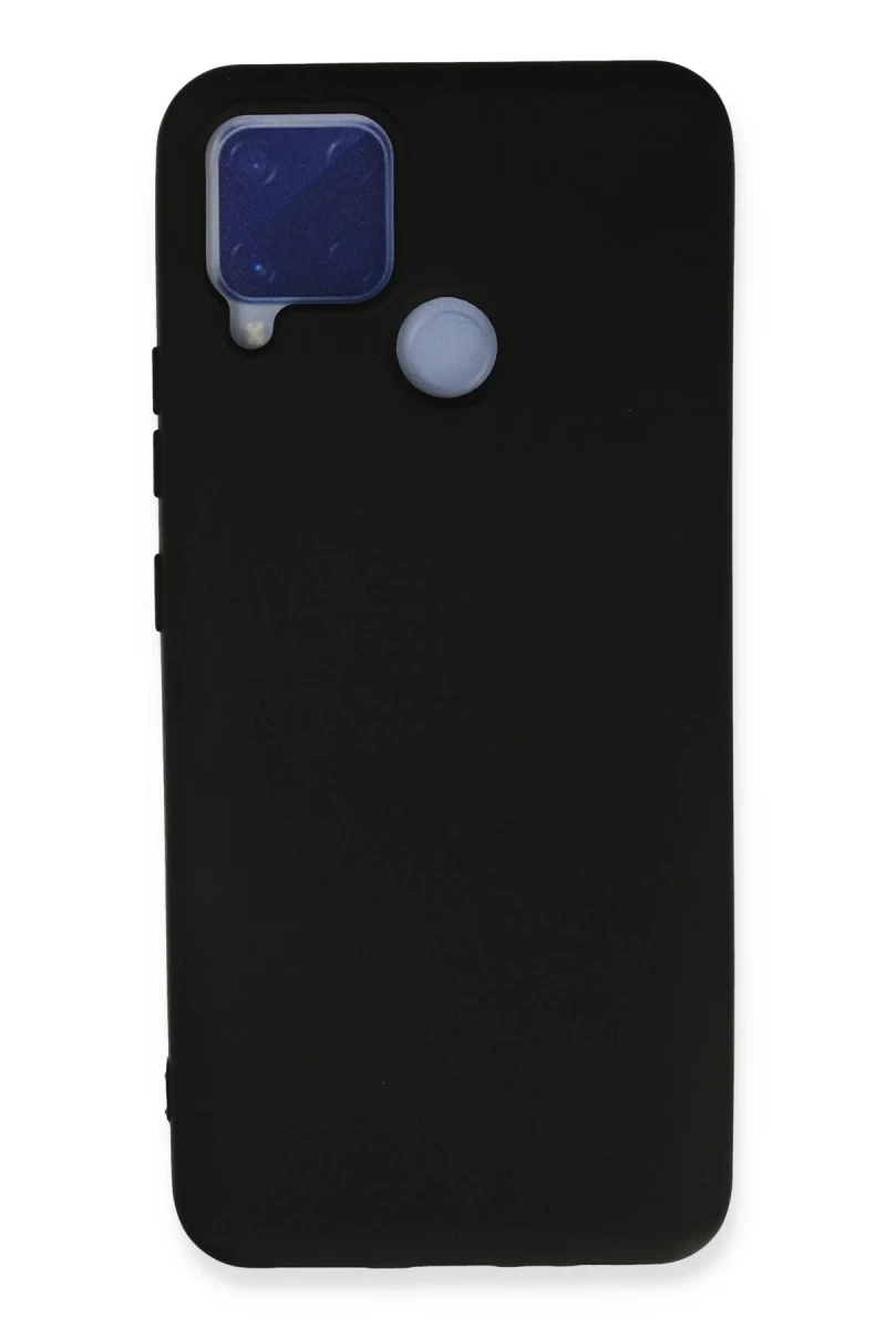 Realme C15 Uyumlu Kılıf Nano içi Kadife Silikon - Siyah