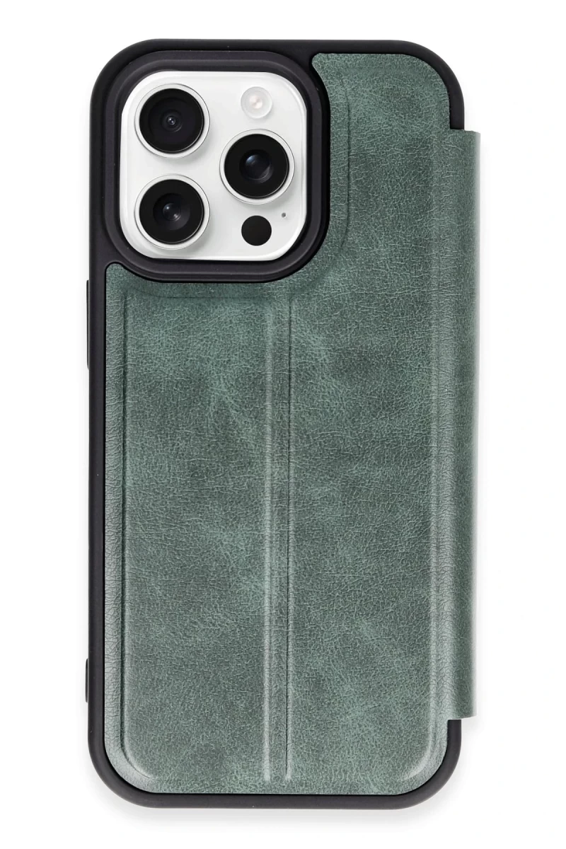 Apple iPhone 14 Pro Max Uyumlu Kılıf Flip Cover - Koyu Yeşil
