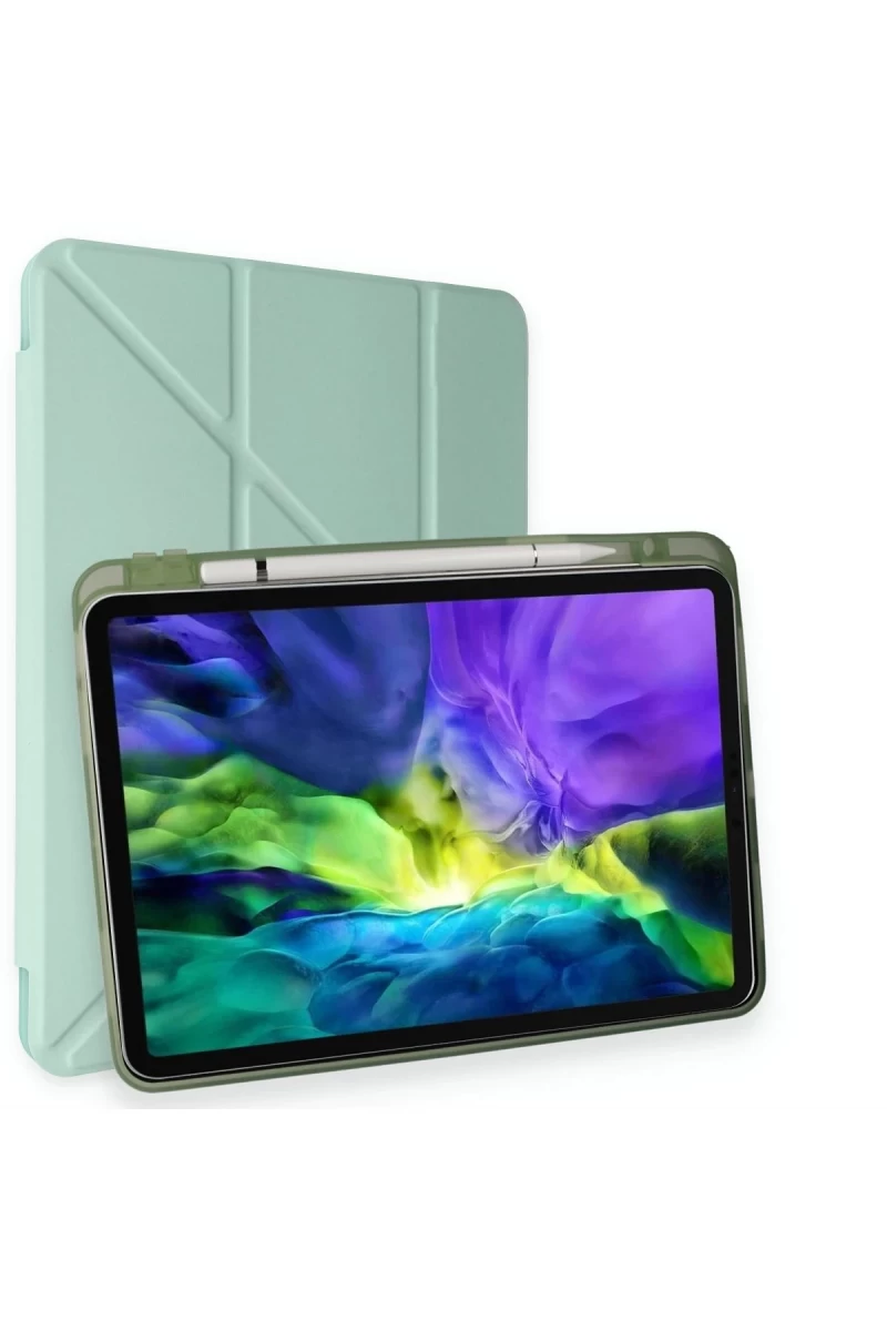 Apple iPad Pro 11 (2024) Kılıf Kalemlikli Mars Tablet Kılıfı - Açık Yeşil