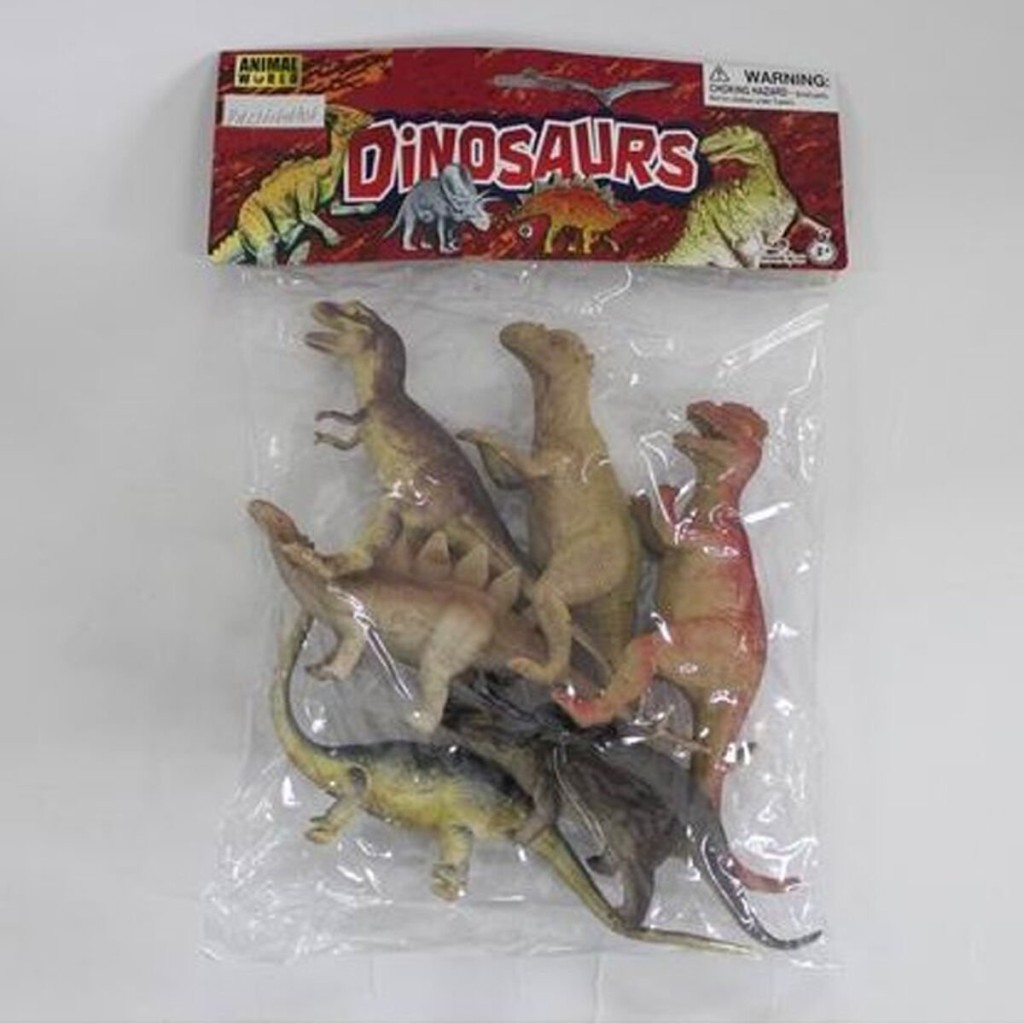 SH-9001-Vardem Poşetli 6Pcs 8 İnch Çiftlik Hayvan ve Dinozor Set
