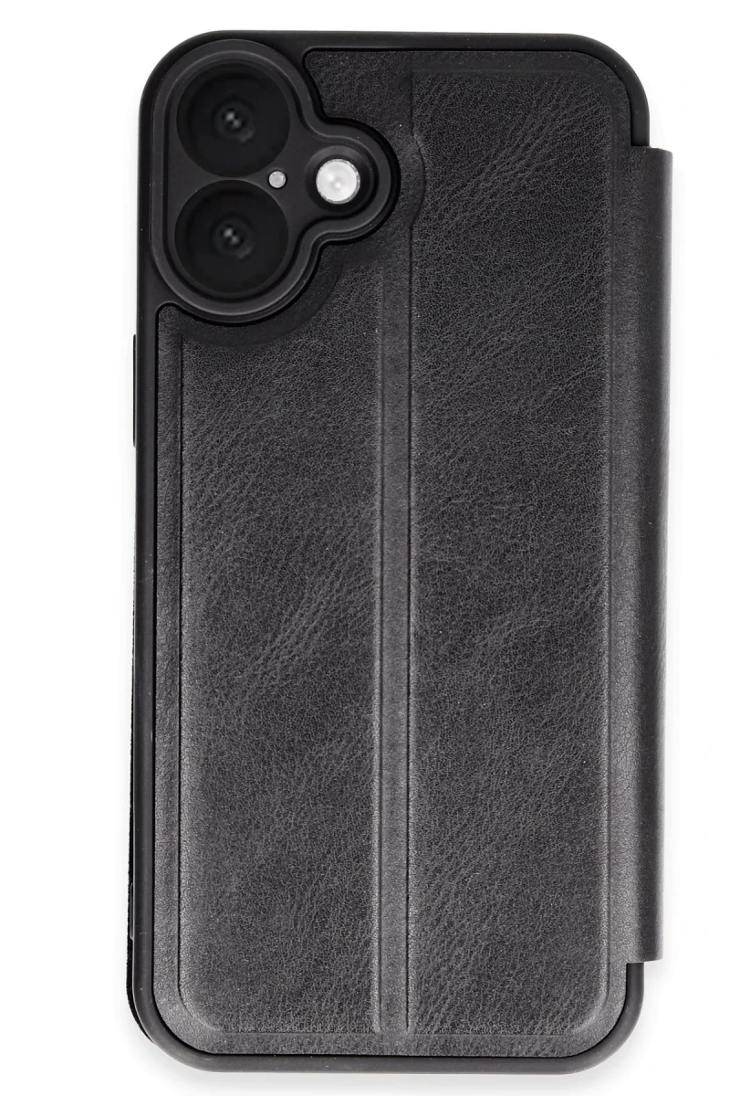 Apple iPhone 16 Uyumlu Kılıf Flip Cover - Siyah