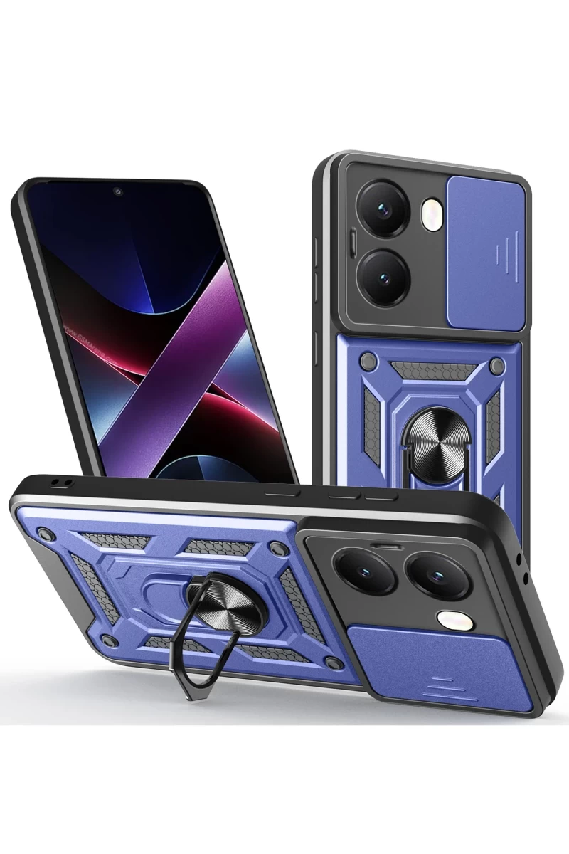 Xiaomi Poco X7 Pro Uyumlu Kılıf Pars Lens Yüzüklü Silikon - Lacivert