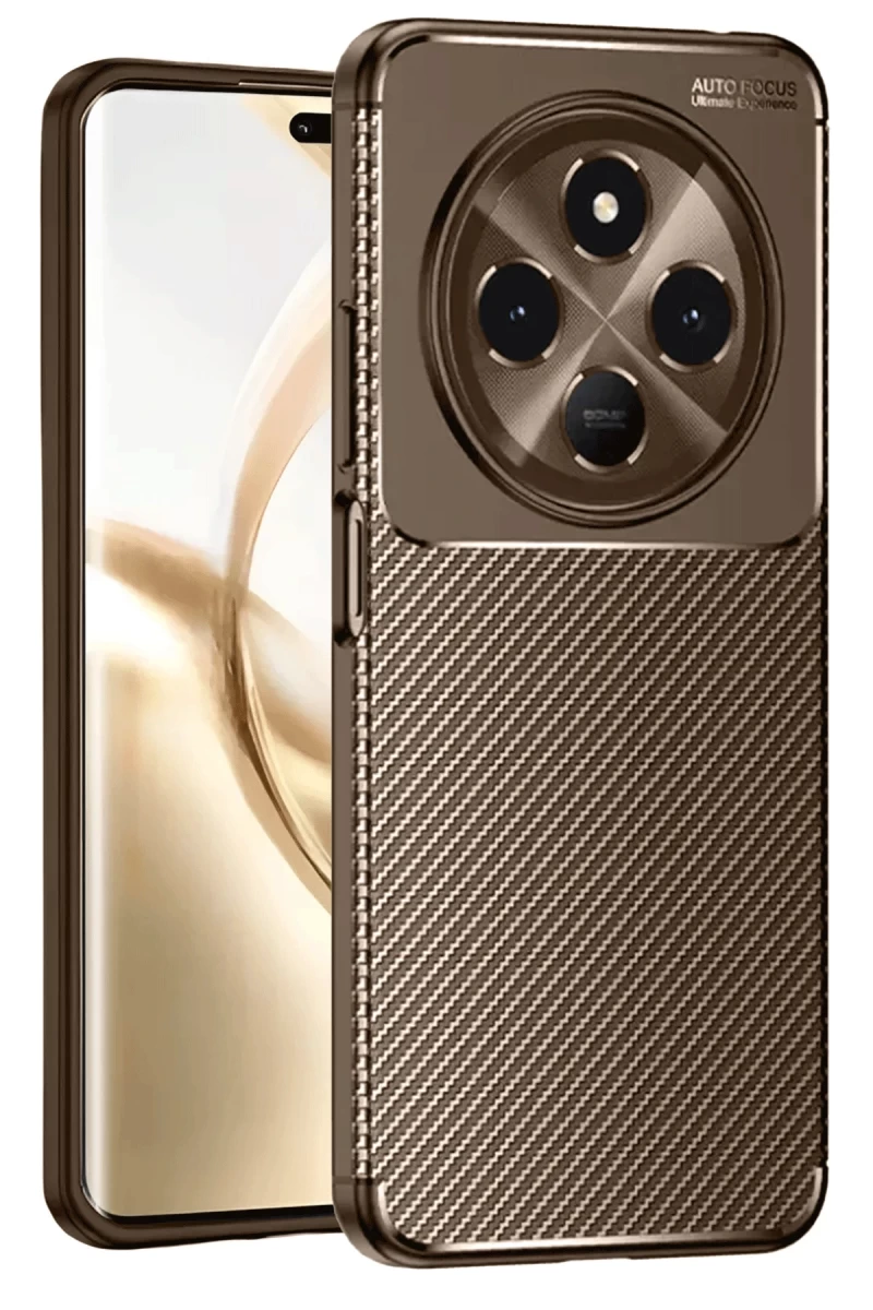 Tecno Spark 30C Uyumlu Kılıf Auto Focus Karbon Kapak - Kahverengi