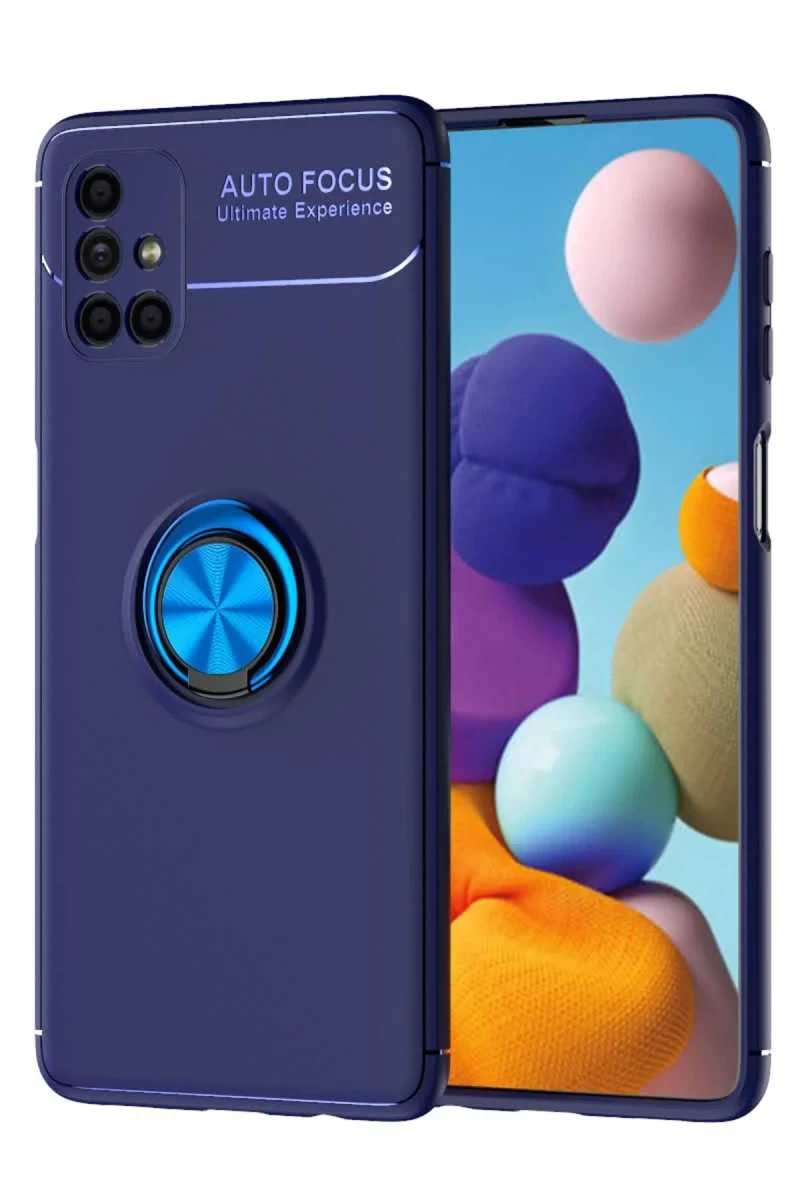 Samsung Galaxy M51 Uyumlu Kılıf Range Yüzüklü Silikon - Mavi