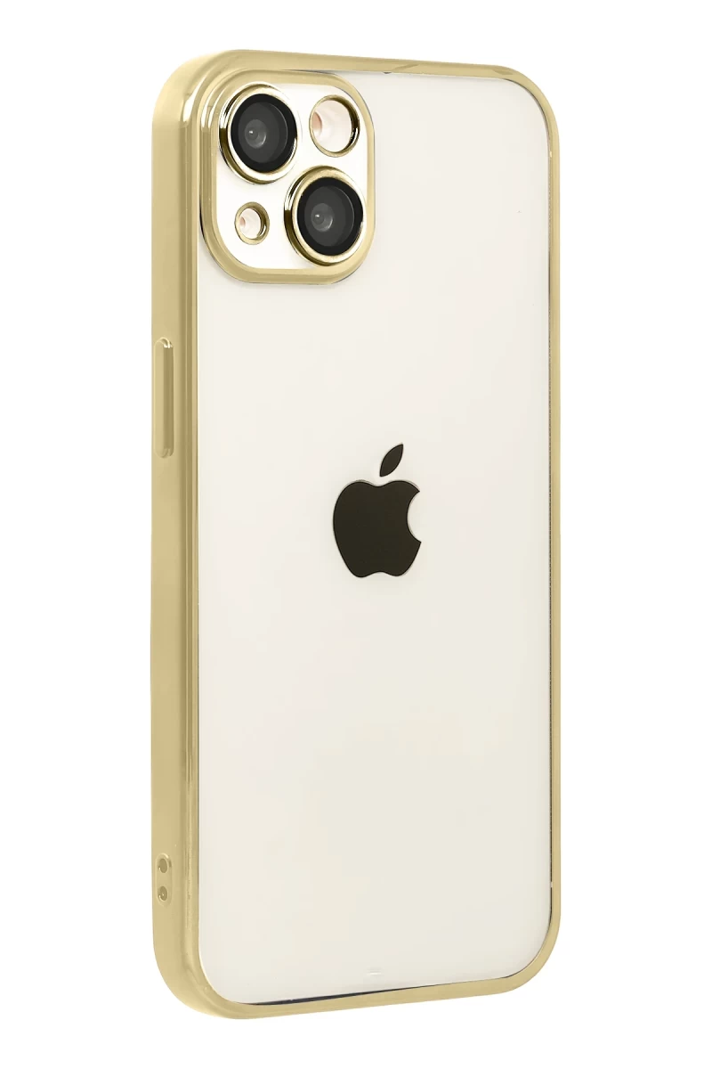 Apple iPhone 15 Uyumlu Lensli Silikon - Gold