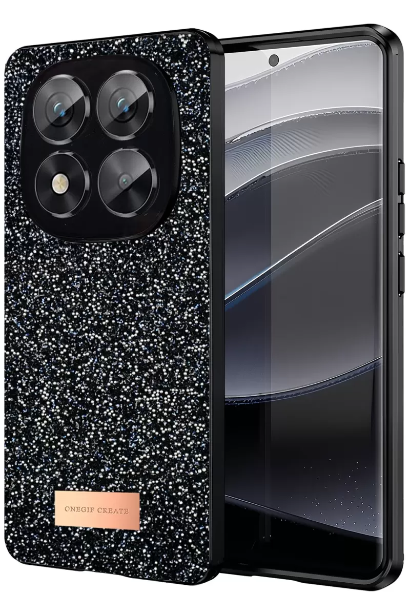 Onegif Xiaomi Redmi Note 14 Pro 5G Uyumlu Bright Simli Kapak - Siyah