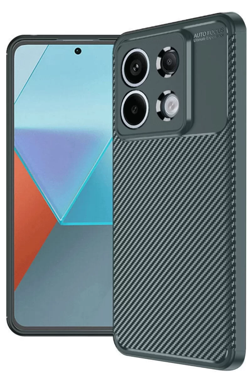 Xiaomi Redmi Note 13 Pro 4G Uyumlu Kılıf Auto Focus Karbon Kapak - Koyu Yeşil