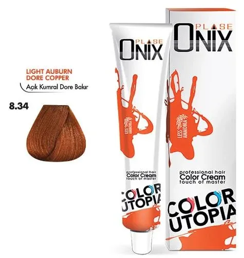 Tüp Saç Boyası 60 ml Profesyonel Krem Boya - 8/34 Açık Kumral Dore Bakir