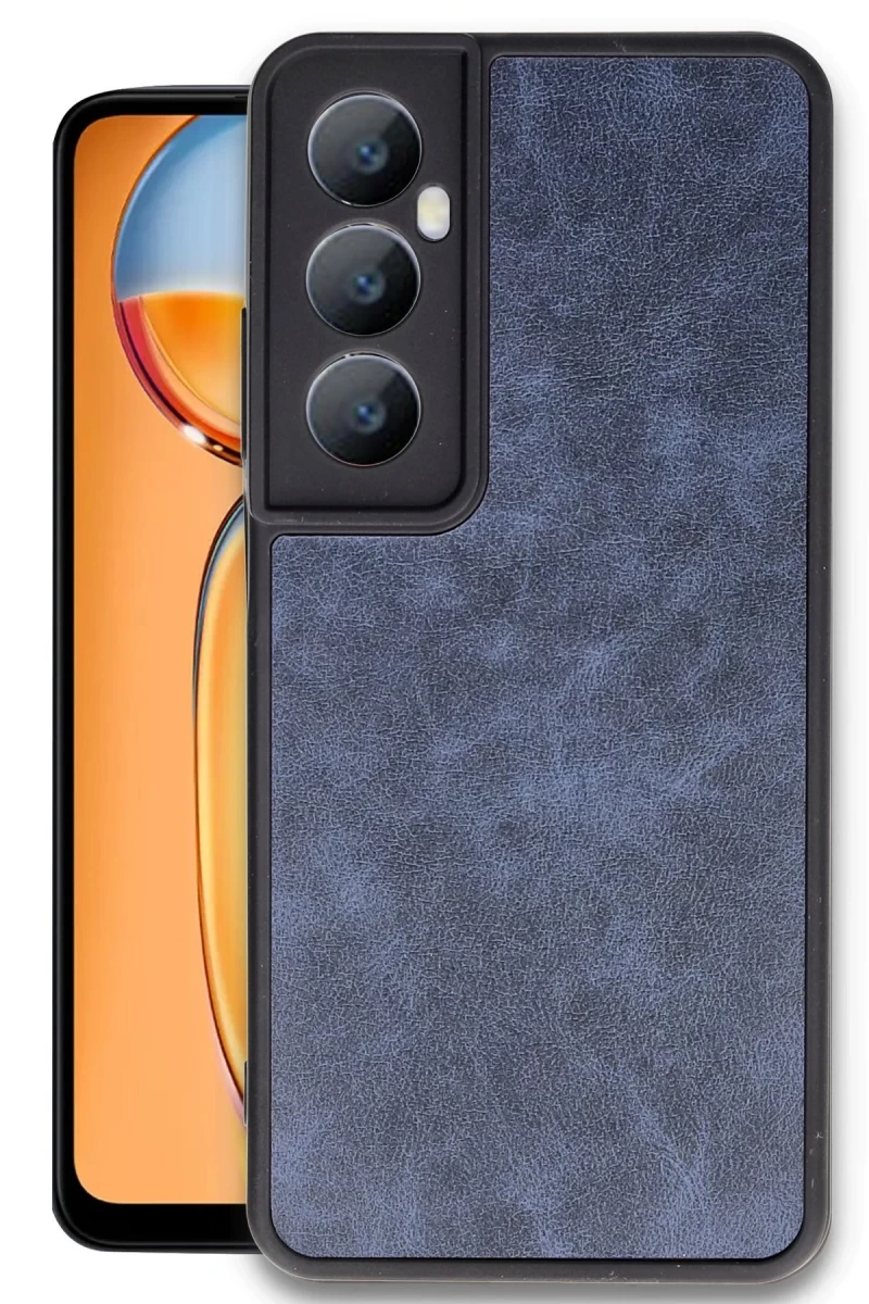 Realme C65 Uyumlu Kılıf Aras Deri Kapak - Lacivert