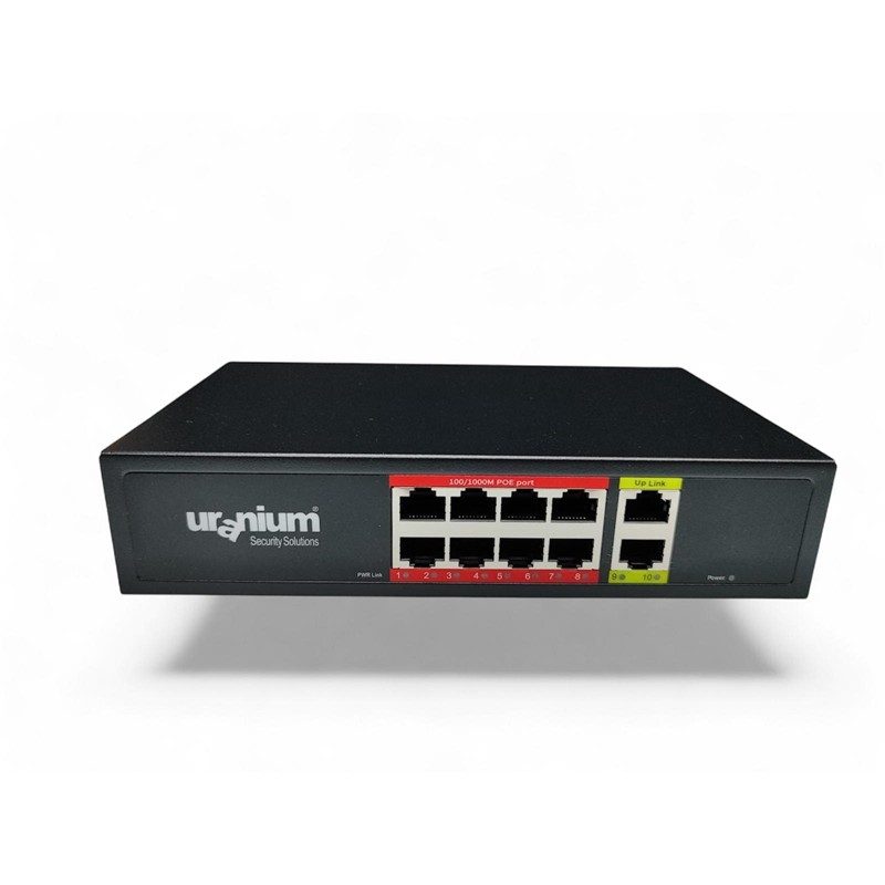URANIUM POE-G8002-96W 8 PORT GIGABIT + 2 PORT GIGABIT RJ45 UPLINK POE SWITCH (REALTEK CHIPSET)
