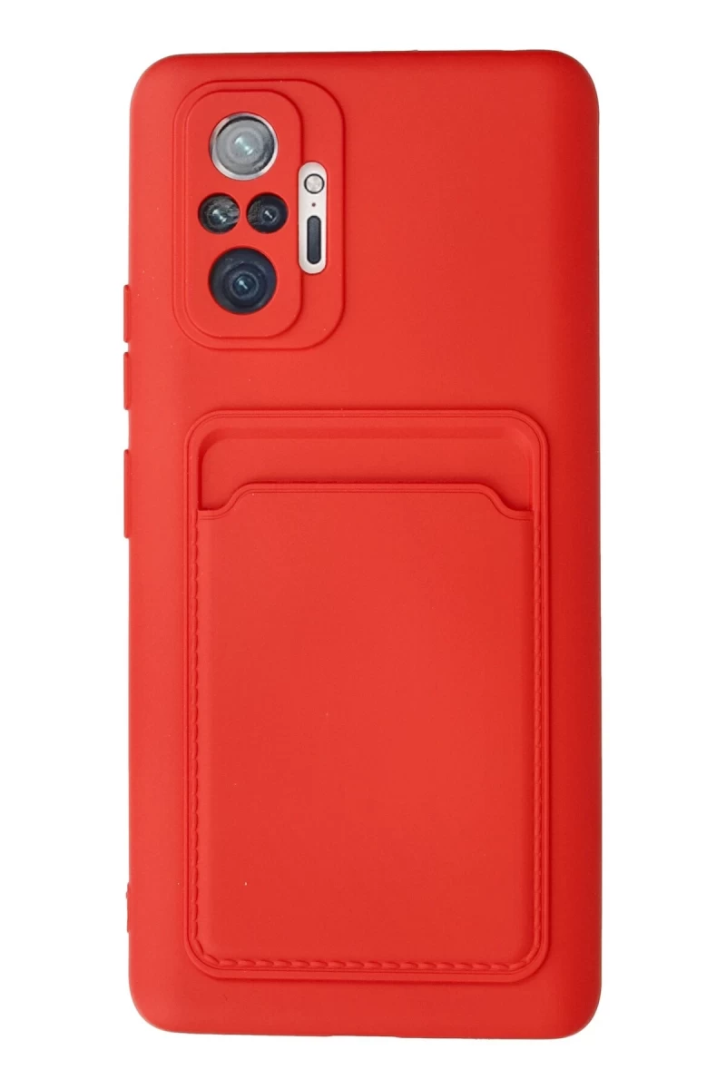 Xiaomi Redmi Note 10 Pro Uyumlu Kılıf Kelvin Kartvizitli Silikon - Kırmızı
