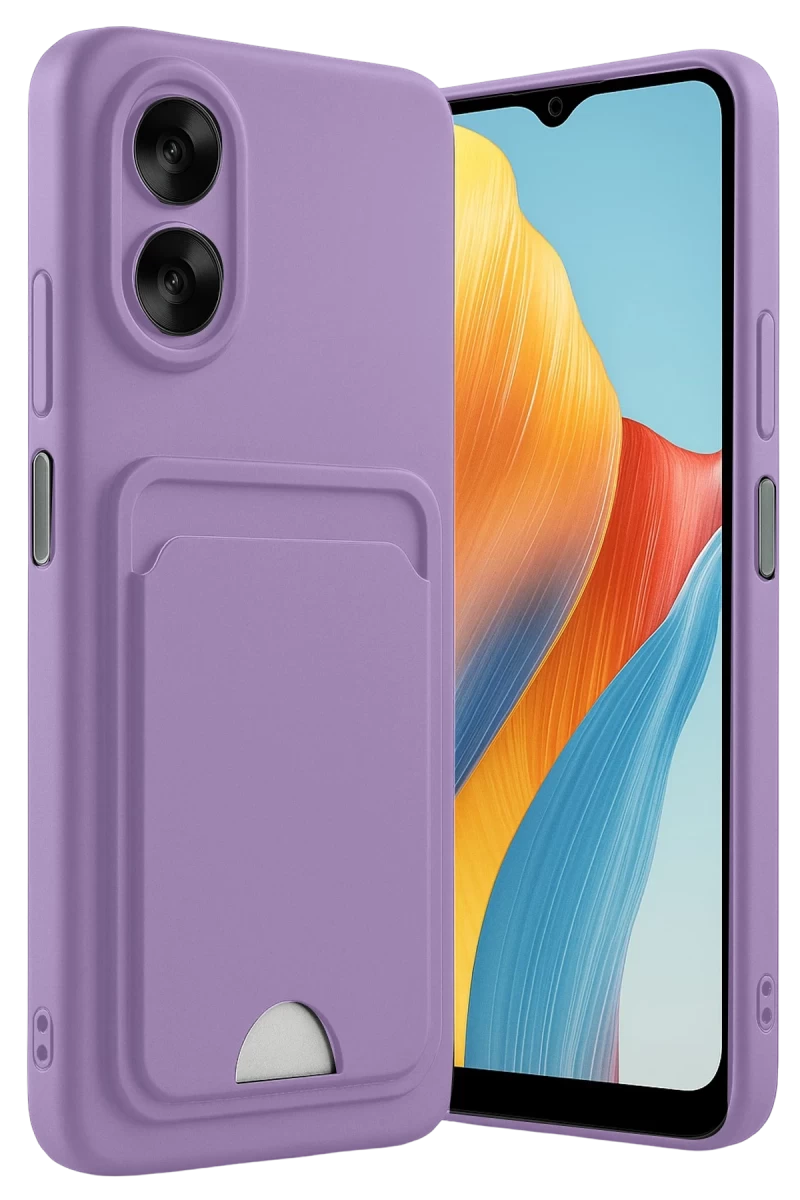Oppo A38 Uyumlu Kılıf Kelvin Kartvizitli Silikon - Lila