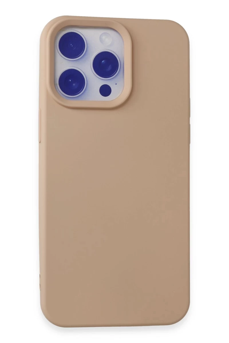 Apple iPhone 15 Pro Max Uyumlu Kılıf Nano içi Kadife Silikon - Pudra