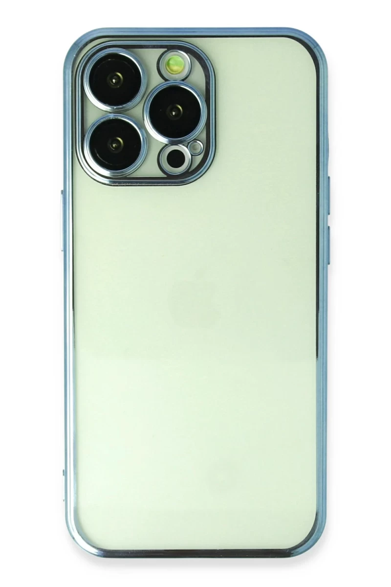 Apple iPhone 13 Pro Max Uyumlu Kılıf Lensli Silikon - Açık Mavi