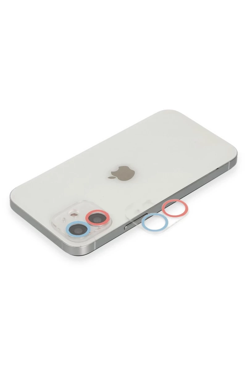 Apple iPhone 11 Uyumlu Renkli Kamera Lens Koruma Cam - Pembe-Mavi