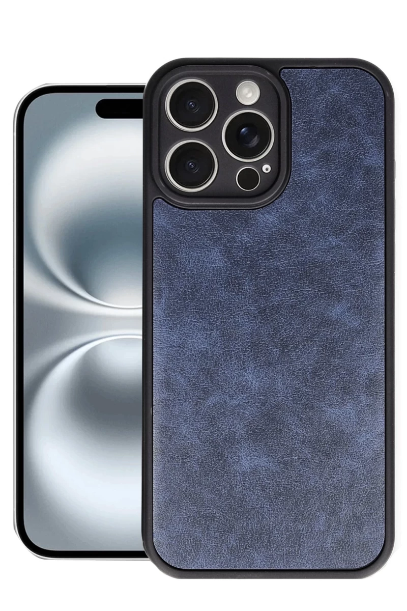 Apple iPhone 16 Pro Max Uyumlu Kılıf Aras Deri Kapak - Lacivert