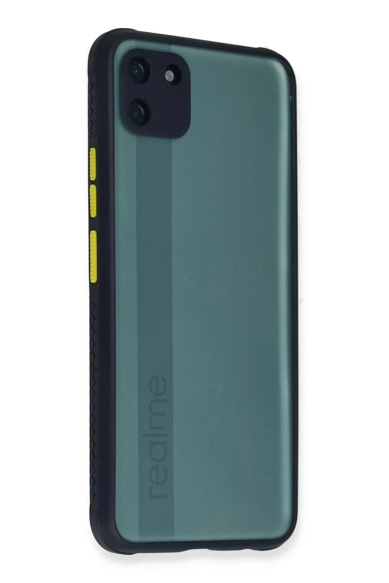 Realme C11 Uyumlu Kılıf Miami Şeffaf Silikon - Lacivert
