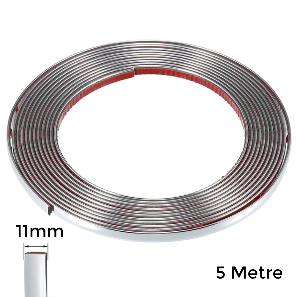 Yapışkanlı Nikelaj Şerit Bant Çıta 11mm 5 Metre Krom