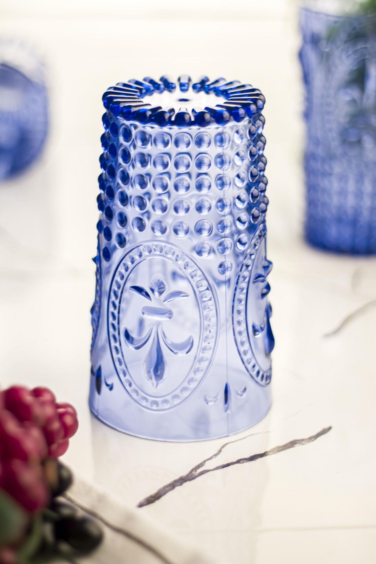 Akrilik Mavi Tekli Uzun Bardak &amp; Su Meşrubat Bardağı 750 ml ( Büyük Boy &amp; Cam Değildir )