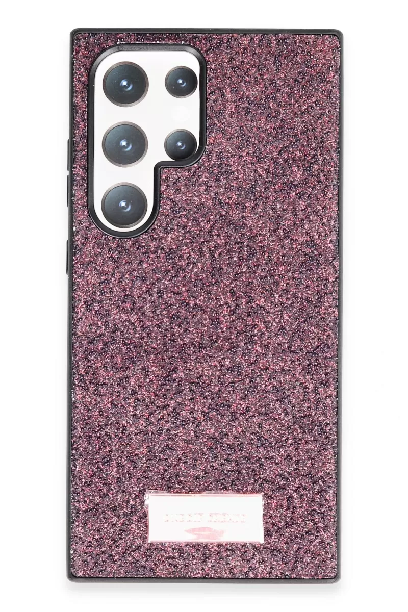 Onegif Samsung Galaxy S23 Ultra Uyumlu Bright Simli Kapak - Derin Mor
