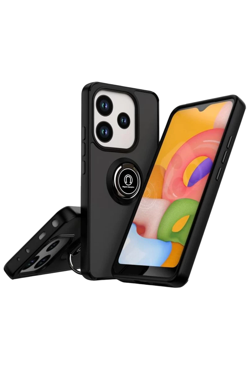 Xiaomi Redmi Note 14 4G Uyumlu Montreal Yüzüklü Silikon Kapak - Siyah
