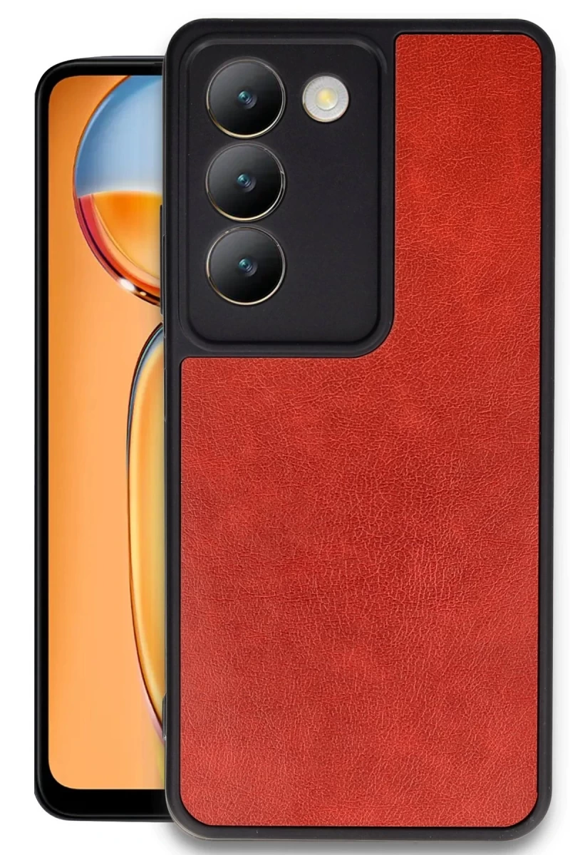 Vivo V30 Lite 4G Uyumlu Kılıf Aras Deri Kapak - Kırmızı