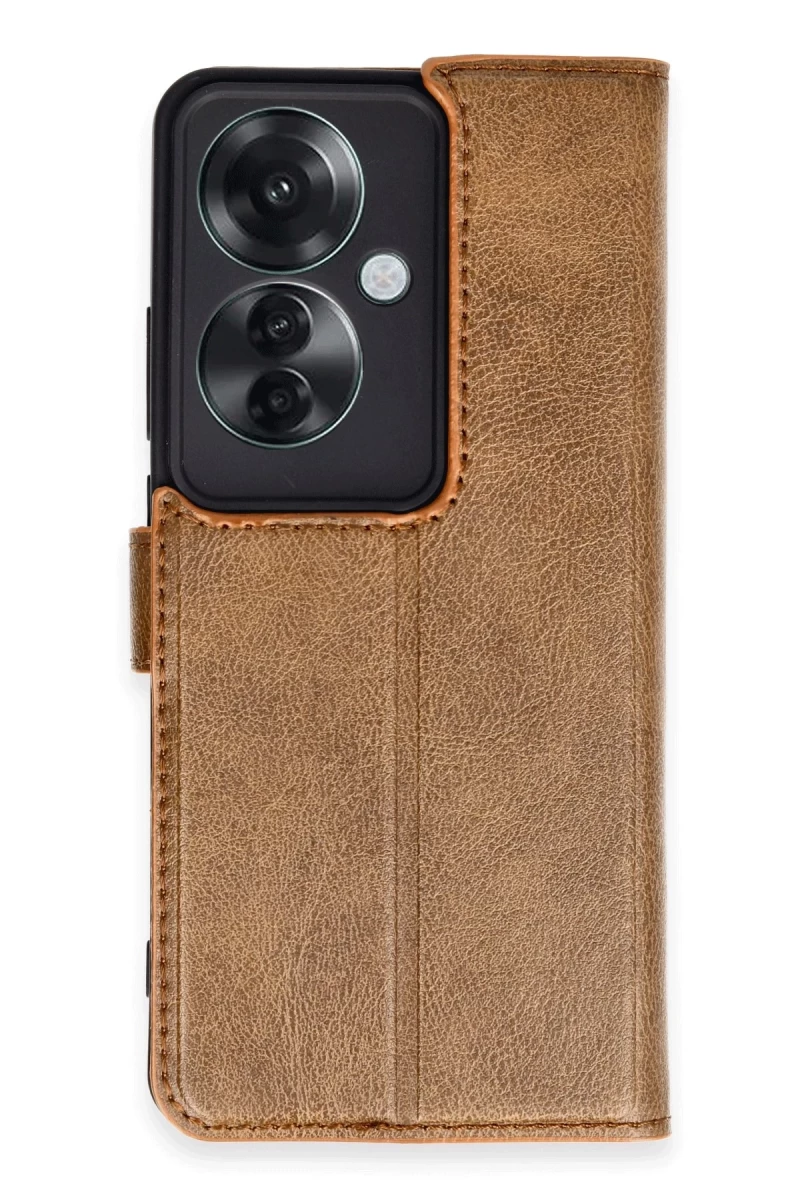 Oppo Reno 11F Uyumlu Kılıf Trend S Plus Kapaklı Kılıf - Taba