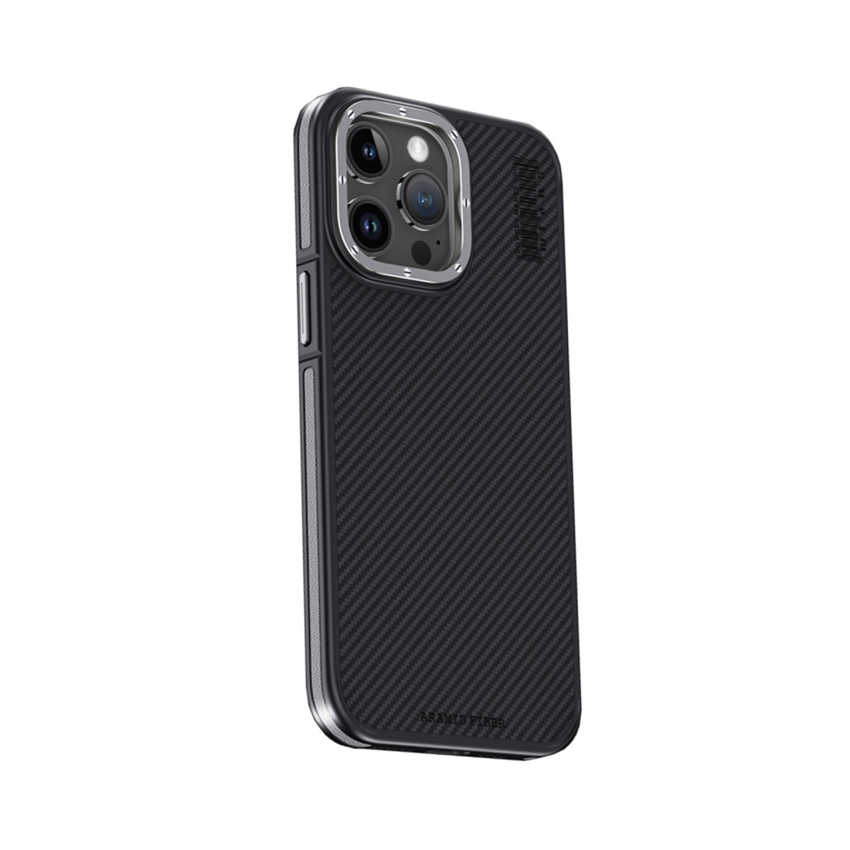 iPhone 15 Pro Kılıf Aramid 600D Kevlar Karbon Fiber Magsafe Kapak - Gri