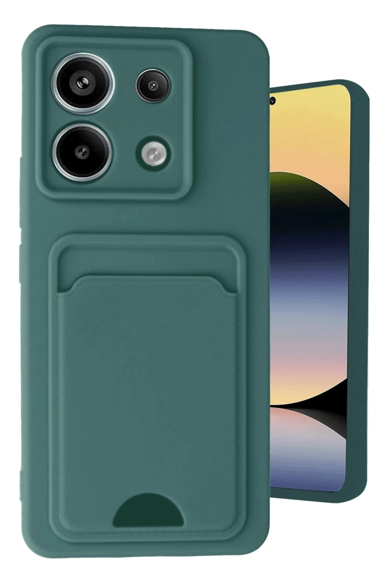 Xiaomi Redmi Note 13 Pro 5G Uyumlu Kılıf Kelvin Kartvizitli Silikon - Koyu Yeşil