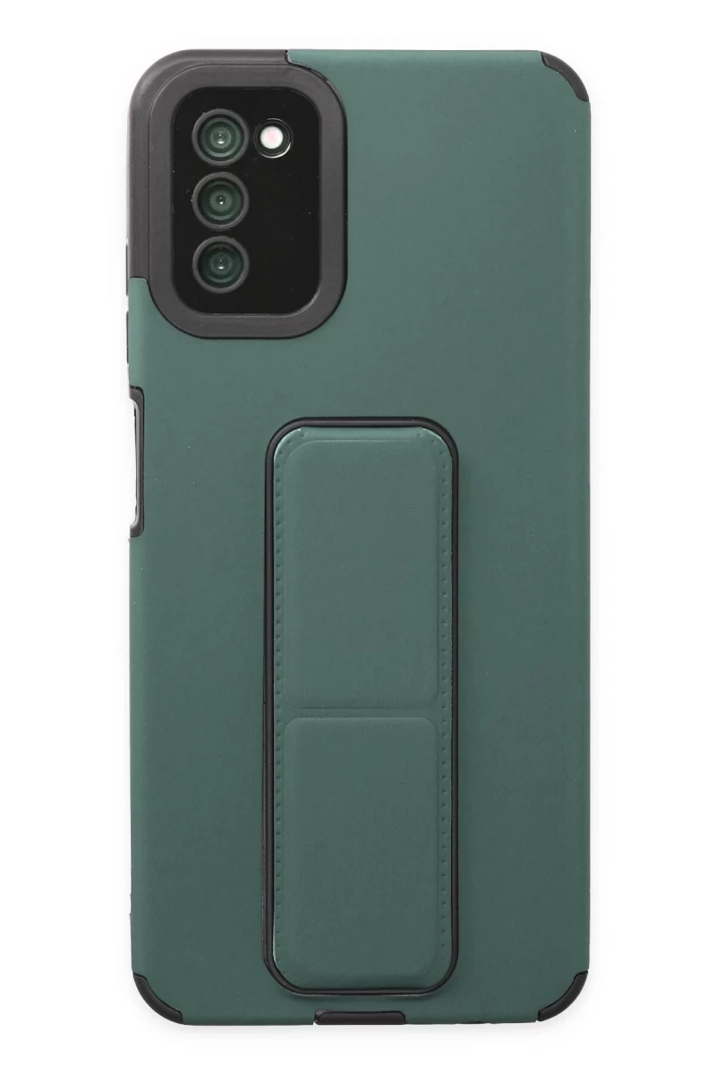 Samsung Galaxy A03S Uyumlu Kılıf Mega Standlı Silikon - Yeşil