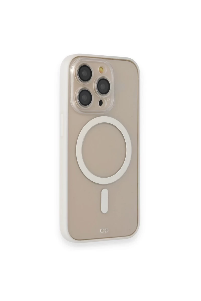 Apple iPhone 14 Pro Uyumlu Kılıf Grand Magneticsafe Kapak - Beyaz
