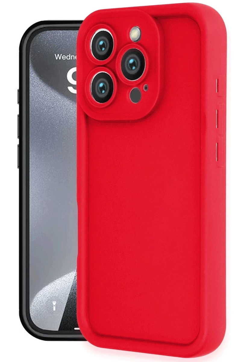Apple iPhone 16 Pro Max Uyumlu Kılıf Viera Silikon - Kırmızı