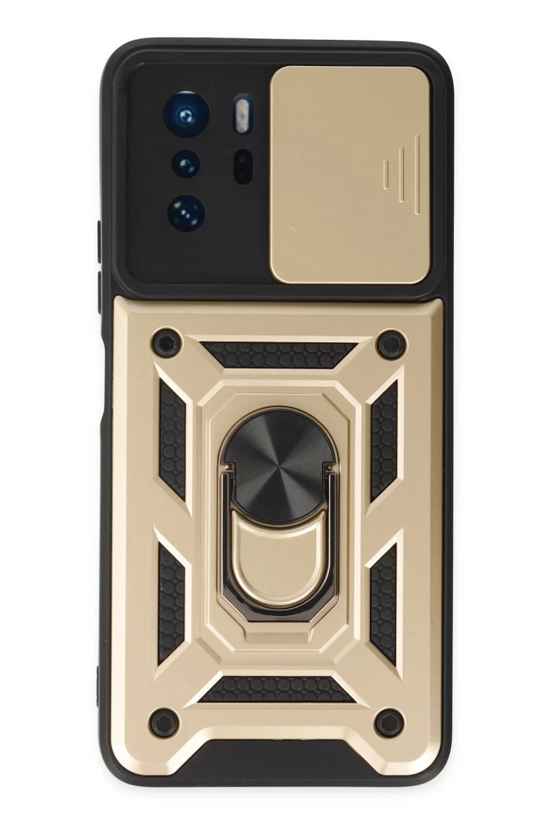 Xiaomi Poco X3 GT Uyumlu Kılıf Pars Lens Yüzüklü Silikon - Gold